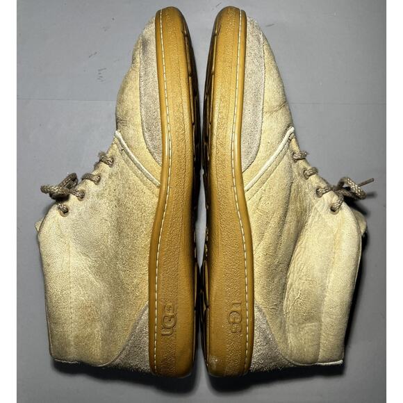 UGG Australia Boots Mens Size 12 Tan Suede Sheepskin Chukka Lace Up Wool Lined - Picture 3 of 10